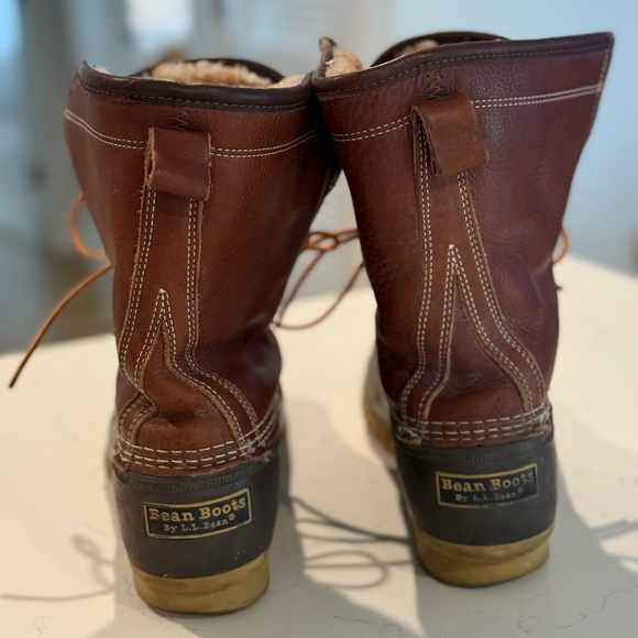 Men's LL Bean Boots, 10" Shearling-Lined Tumbled Leather (Size 10) - Picture 3 of 4